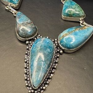 Blue Apatite 925 Silver Plated Necklace 16"